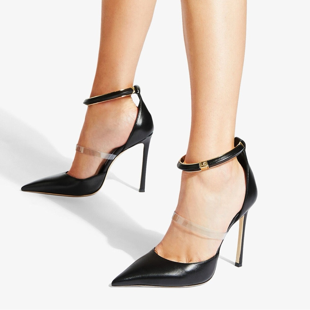 New JIMMY CHOO Dreece 110 PVC-trimmed leather pumps $1,250 39.5